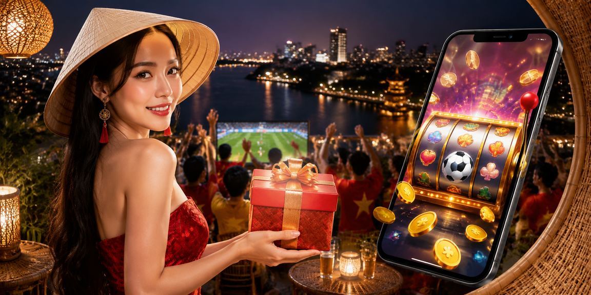 Người dùng Hà Nội đội nón lá tham gia slot game trực tuyến và kiểm tra kết quả